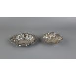 2 hallmarked silver pierced bon bon dishes - Approx 145g