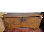 Carved Oak blanket box A/F - Approx size W: 110cm D: 35cm H: 55cm