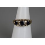 Gold sapphire and diamond ring - Size I