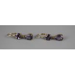 Pair of gold amethyst drop earrings