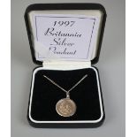 1997 Britannia silver (938) pendant and chain including C.O.A