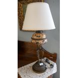 Converted bronze based antique lamp
