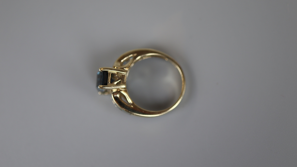 Gold blue topaz set ring - Size L - Bild 3 aus 3