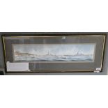 Wartercolour - Maritme Missile carriers signed M. Galea - Approx IS: 74cm x 15cm