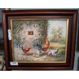 Oil on canvas - signed H King farmyard scene - Approx IS: 24cm x 19cm