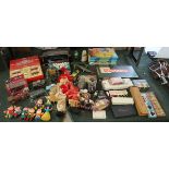 Collection of toys to include railway, model cars, Beano annuals etc