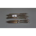 Set of six hallmarked silver handled butter knives