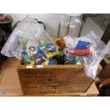 Wooden box of many assorted Lego models (in Constituent pieces)