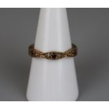 Gold stone set ring - Size O