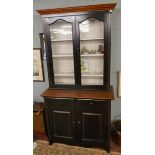 Ebonised walnut glazed bookcase - Approx size W: 106cm D: 50cm H: 214cm