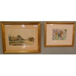 Signed watercolour Lesley Holmes together with another