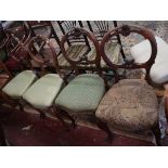 Set of 4 antique balloon back dining chairs