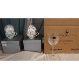 Royal Doulton lead crystal 8 piece set together with Royal Worcester tea cup and saucers