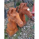 Pair of cast iron horse finials - Approx H: 45cm