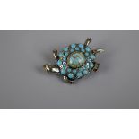 Turquoise turtle brooch