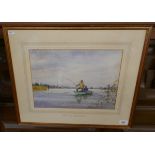 Pike Fishing Barton Broad watercolour - Approx IS: 36cm x 26cm