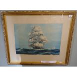 Signed print - 2 Clipper Ships dated 1926