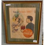 Framed Coca Cola advertising poster - Approx IS: 24cm x 31cm