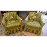 Pair of antique armchairs with floral upholstery