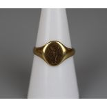 18ct gold signet ring - Size N