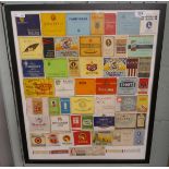 Collection of vintage cigarette boxes in frame