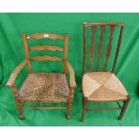 2 rush-seated chairs