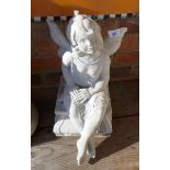 Resin statue of fairy on plinth - Approx height: 48cm