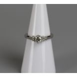 White gold diamond set ring - Approx size: K