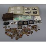 Collection of coins, cigarette cards etc