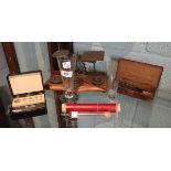 Collection of scales and measuring items to include postage scales