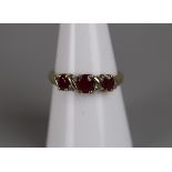 Gold ruby & diamond set ring - Approx size: O