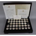 Birmingham mint - Ancient Counties of England solid silver 40 medals collection - Approx weight of