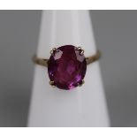 Gold amethyst set ring - Approx size: N½