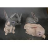 4 Lladro rabbits