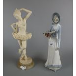 2 ornamental figurines to include a ballet dancer