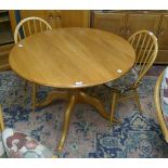 Ercol blonde elm table and 2 Ercol chairs