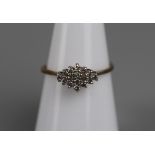 Gold diamond set cluster ring - Approx size: L