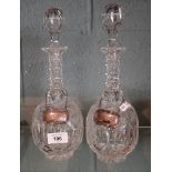 2 decanters with silver collars