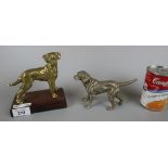 2 metal ornamental dogs