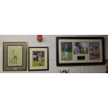 3 framed golfing autographed pictures to include Graeme McDowell and Greg Norman