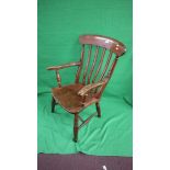 Slat-back elm seated armchair