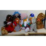 Large collection of teddy bears to include talking Basil Brush and Wombles