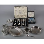 Collection of hallmarked silver to include napkin rings and ashtray - Approx weight: 230g