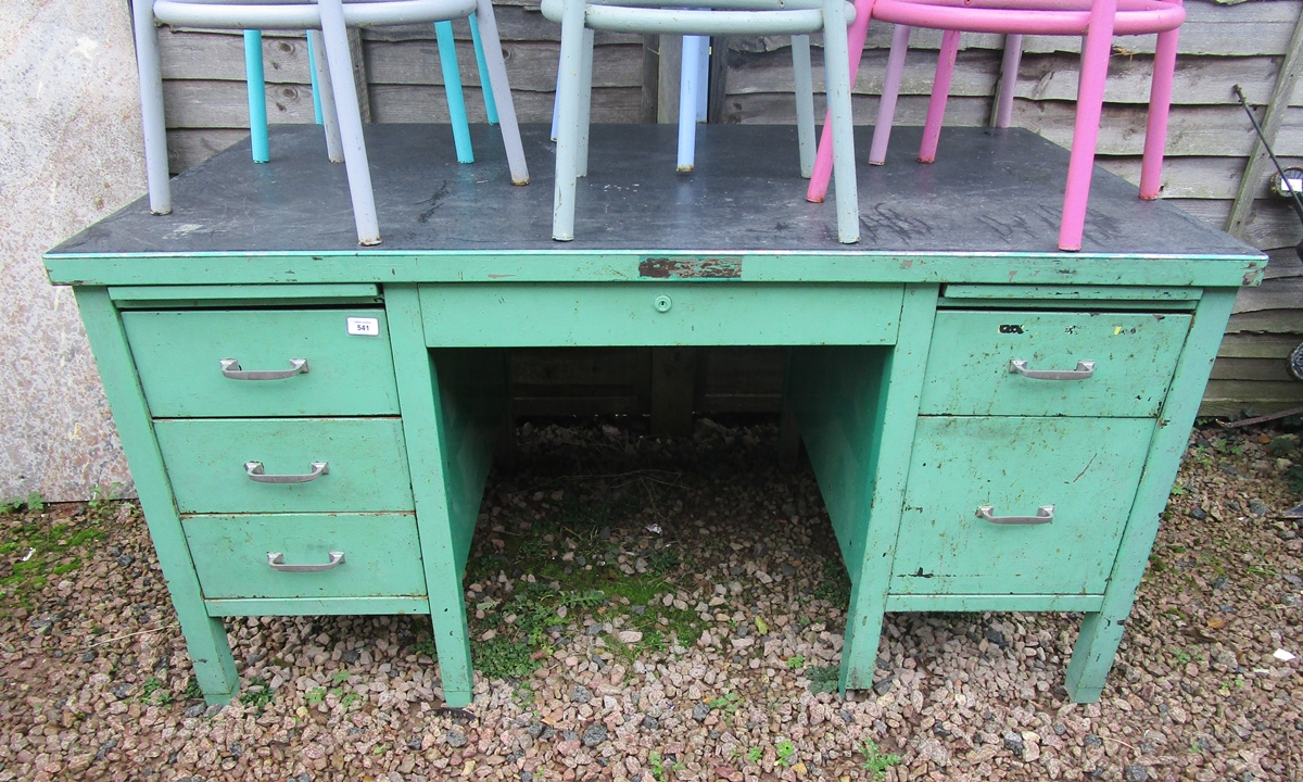 Large metal vintage desk