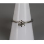 Platinum diamond solitaire ring - Approx size: P