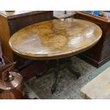 Burr walnut tilt top table