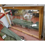 Large pine framed mirror - Approx size: 132cm x 102cm