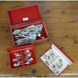 2 Boxed Sets Australian Crested Silver Plate Teaspoons, plus other spoons inc. some silver.
