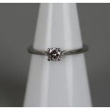 Platinum diamond solitaire ring - Approx size: M