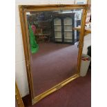 Large gilt frame bevelled glass mirror - Approx size: 135cm x 105cm